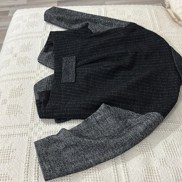 Vintage Diane Von Furstenberg Cropped Shrunken Striped Herringbone Blazer Sz 6 - Picture 9 of 13